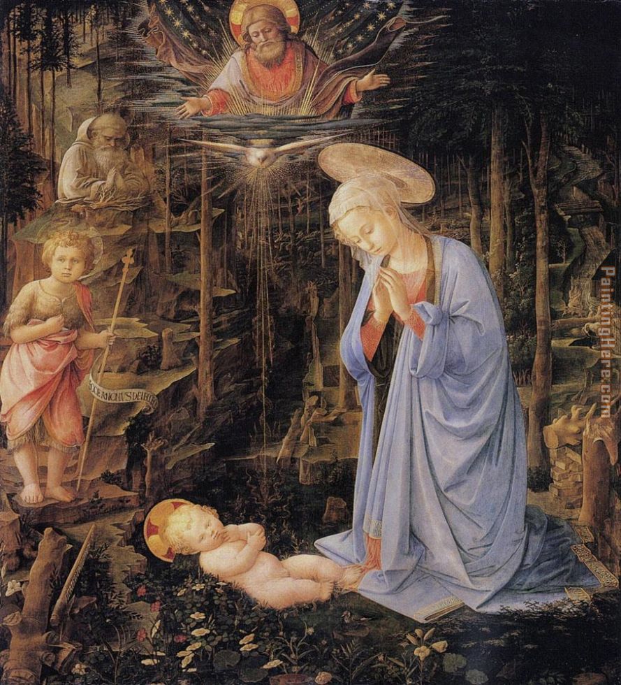The Adoration with the Infant St painting - Filippino Lippi The Adoration with the Infant St art painting